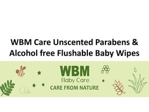 Wbm Care Unscented Parabens & Alcohol Free Flushable Baby Wipes