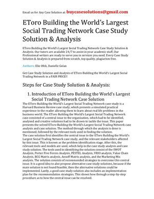 E Toro Building The World's Largest Social Trading Network Case Study Solution Analysis