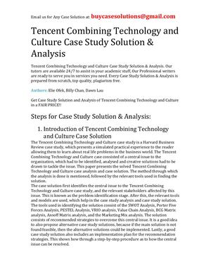 Tencent Combining Technology And Culture Case Study Solution Analysis