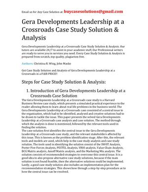 Gera Developments Leadership At A Crossroads Case Study Solution Analysis