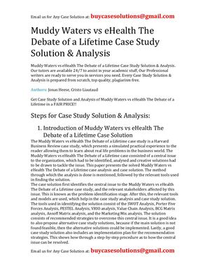 Muddy Waters Vs E Health The Debate Of A Lifetime Case Study Solution Analysis