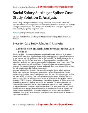 Social Salary Setting At Spiber Case Study Solution Analysis