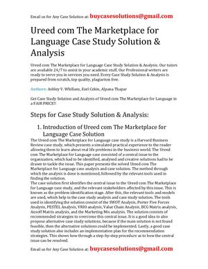 Ureed Com The Marketplace For Language Case Study Solution Analysis