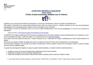 Fiches Qualéduc - lycée des métiers - PACA 2022