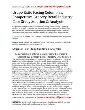 Grupo Exito Facing Colombia's Competitive Grocery Retail Industry Case Study Solution Analysis