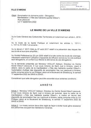 Sonorisation Rue Lescouve, Fete Des Habitants Quartier Elbeuf, Le 17/09/2022