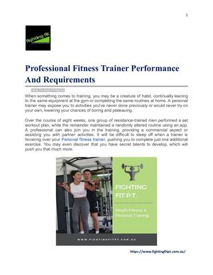 Professional Fitness Trainer Performance And Requirements Docx