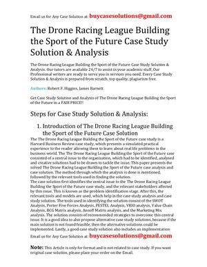 The Drone Racing League Building The Sport Of The Future Case Study Solution Analysis