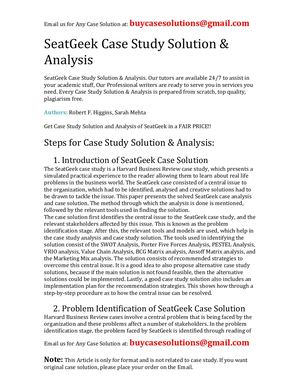 SeatGeek Case Study Solution Analysis