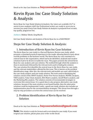 Kevin Ryan Inc Case Study Solution Analysis