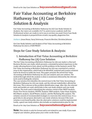 Fair Value Accounting At Berkshire Hathaway Inc (A) Case Study Solution Analysis