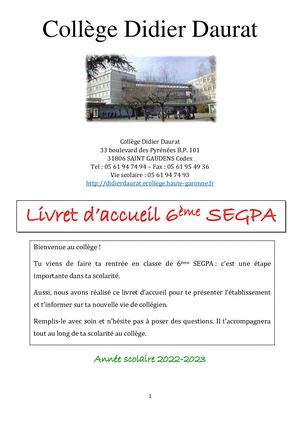 Livret Accueil 6ème Segpa (1)