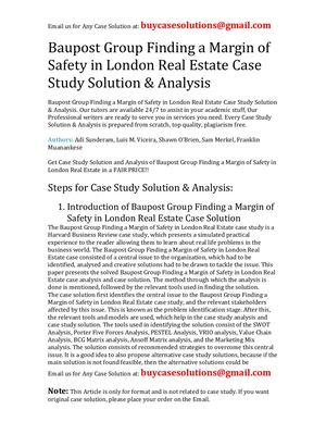 Baupost Group Finding A Margin Of Safety In London Real Estate Case Study Solution Analysis