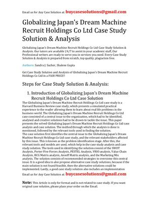 Globalizing Japan's Dream Machine Recruit Holdings Co Ltd Case Study Solution Analysis
