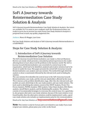 SoFi A Journey Towards Reintermediation Case Study Solution Analysis