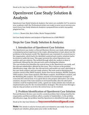 OpenInvest Case Study Solution Analysis