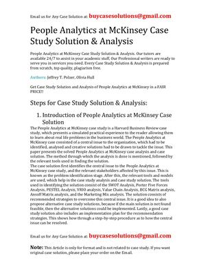People Analytics At McKinsey Case Study Solution Analysis