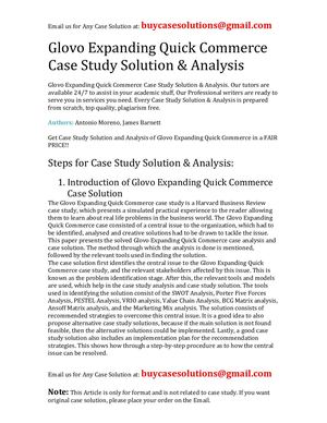 Glovo Expanding Quick Commerce Case Study Solution Analysis