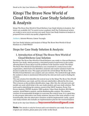 Kitopi The Brave New World Of Cloud Kitchens Case Study Solution Analysis