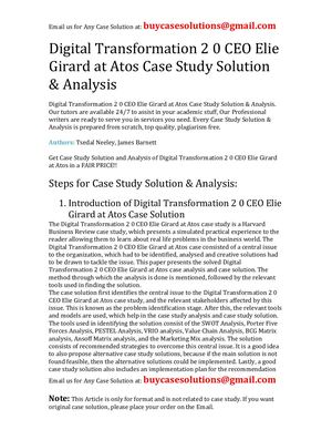 Digital Transformation 2 0 Ceo Elie Girard At Atos Case Study Solution Analysis