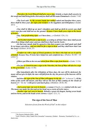 The Word of God about the sign of the Son of Man