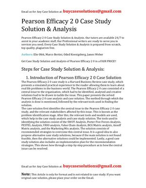 Pearson Efficacy 2 0 Case Study Solution Analysis