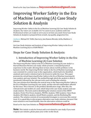 Safe Work Case Study Calaméo - Improving Worker Safety In The Era Of Machine Learning (A ...