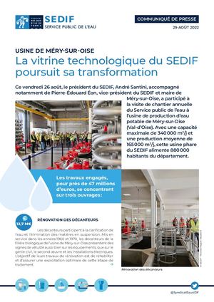 Communiqué de presse | Usine de Méry : la vitrine technologique du SEDIF poursuit sa transformation