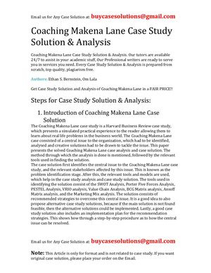Coaching Makena Lane Case Study Solution Analysis