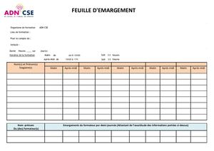 Feuille Emargement Adn Cse