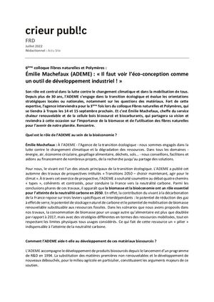 Article Emilie Machefaux ADEME
