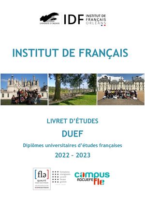Livret D'études Duef 2022 2023