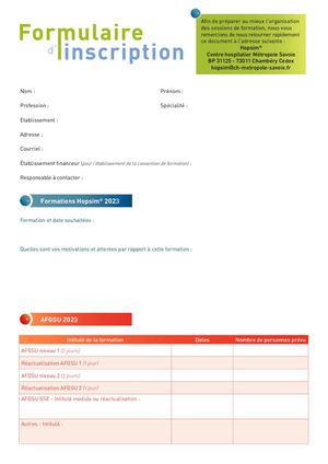 2023 Formulaire Inscription