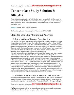 Tencent Case Study Solution Analysis