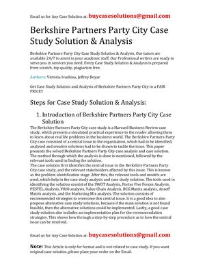 Berkshire Partners Party City Case Study Solution Analysis
