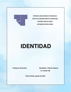 Identidad (Trabajo Libro)  Yelimar Campos