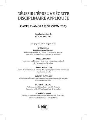 (V2) Réussir L'eeda, Capes Externe D'anglais Belin Education