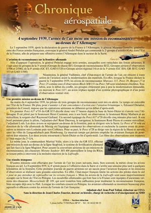 4 Septembre 1939 Reconnaissance aérienne