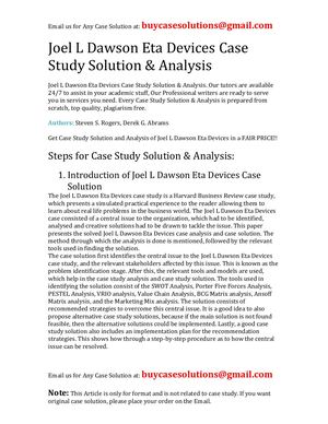 Calaméo - Joel L Dawson Eta Devices Case Study Solution Analysis