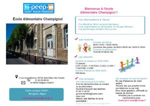 Doc Rentrée éCole Champignol élémentaire St Maur2022