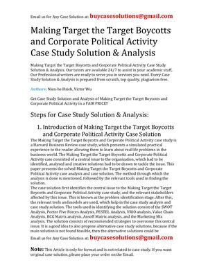 Making Target The Target Boycotts And Corporate Political Activity Case Study Solution Analysis