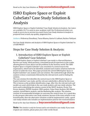 Calaméo - ISRO Explore Space Or Exploit Cube Sats? Case Study Solution ...