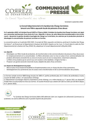 Le Conseil Départemental et Le Syndicat des étangs Corréziens