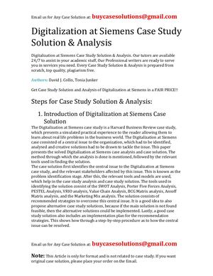 Digitalization At Siemens Case Study Solution Analysis