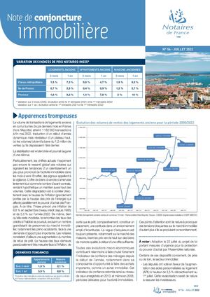 NOTE DE CONJONCTURE IMMOBILIERE N°56 Juillet 2022