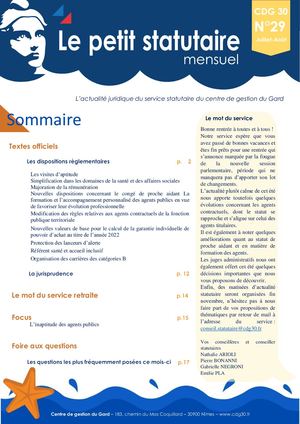 Le Petit Statutaire - Août 2022