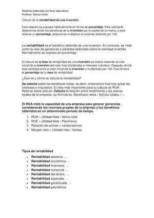 La Rentabilidad De Una Inversión