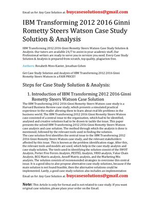 IBM Transforming 2012 2016 Ginni Rometty Steers Watson Case Study Solution Analysis