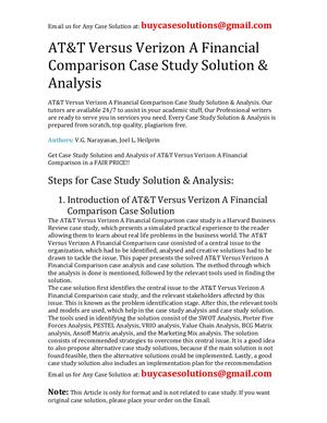 At&t Versus Verizon A Financial Comparison Case Study Solution Analysis