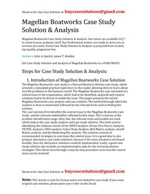 Magellan Boatworks Case Study Solution Analysis